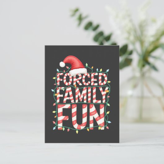 強制ファミリーおもしろいおもしろいファミリーのマッチング服 ポストカード (スタンド正面)