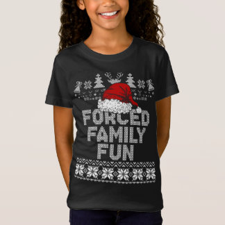 強制ファミリークリスマスおもしろい皮肉おもしろい的サンタ醜い Tシャツ