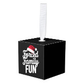 強制家族おもしろいパーティー懇親会皮肉クリスマス キューブオーナメント (正面アングル)