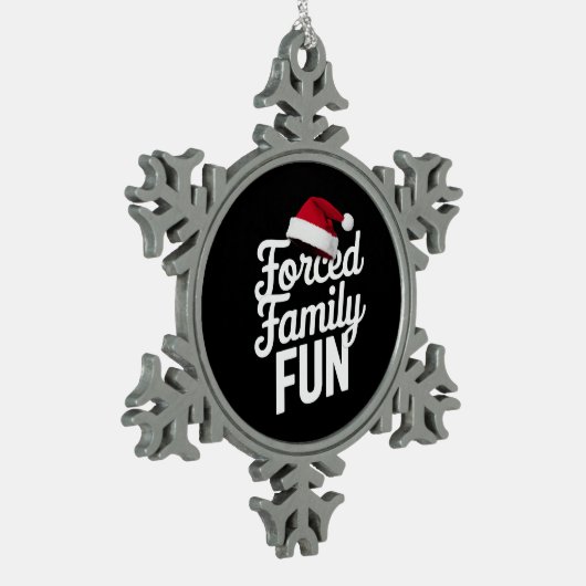 強制家族おもしろいパーティー懇親会皮肉クリスマス スノーフレークピューターオーナメント (左)
