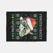 強制家族クリスマスおもしろいおもしろい猫好き男性女性C フリースブランケット (正面(横))