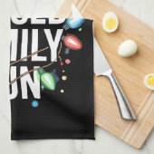 強制的な家族おもしろい皮肉なクリスマスおもしろい キッチンタオル (四つ折り)