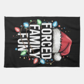 強制的な家族おもしろい皮肉なクリスマスおもしろい キッチンタオル (横)