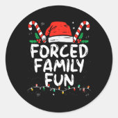 強制的な家族おもしろい皮肉なクリスマスおもしろい ラウンドシール (正面)
