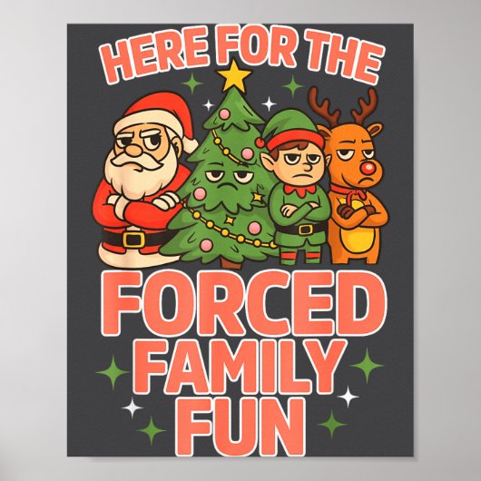 強制的な家族の楽しいクリスマスのサンタとシカ ポスター (正面)