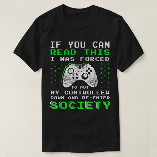 強制的に一時停止 ファニーゲーマーコントローラーアート Tシャツ (デザイン正面)
