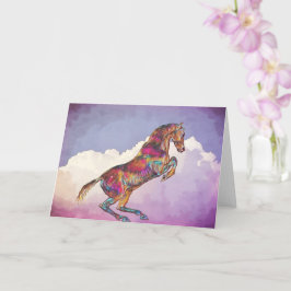 強力なかわいらし馬カラフルのアートノートカード カード