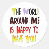 強力なウェルカムメッセージ：やる気を起こさせる引用文 ラウンドシール (正面)