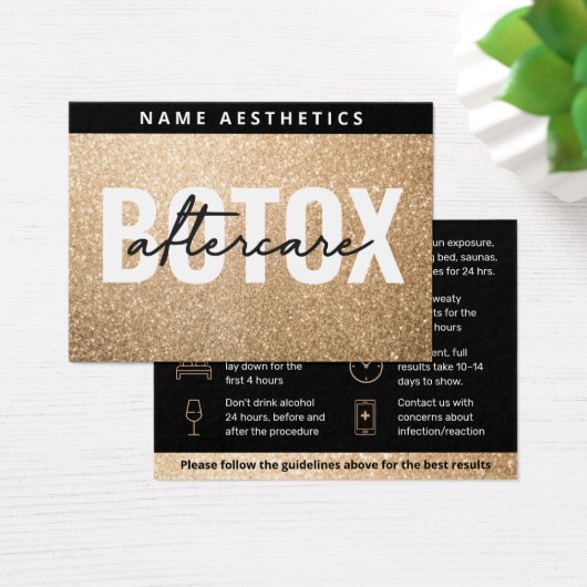 強力なグリッター金ゴールド真皮フィラーアフターケアカード (デスク)