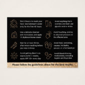 強力なグリッター金ゴールド真皮フィラーアフターケアカード (裏面)