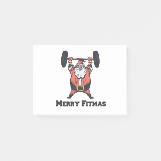 強力なサンタクロース重量挙げ ポストイット (正面)