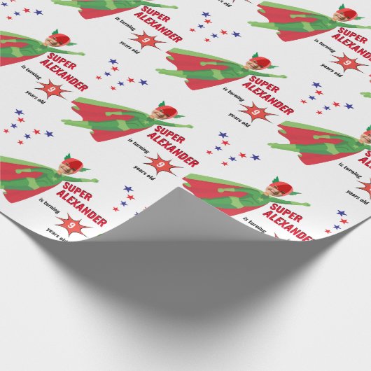 強力なスーパーヒーローボーイ途方もない誕生日ギフト ラッピングペーパー (角)