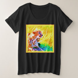 強力なチーテ絵画ー動物。買今 プラスサイズTシャツ
