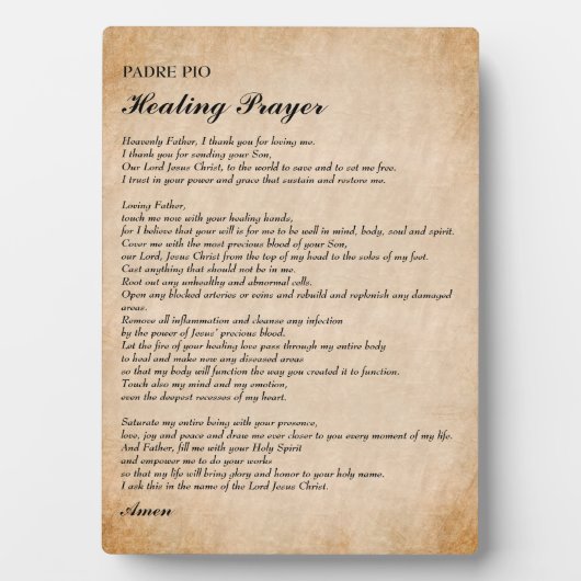 強力なヒーリング祈りの言葉バイパドレピオプラーク フォトプラーク (正面)