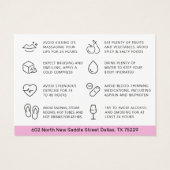 強力なピンクのリップフィラーアフターケア指示カード (裏面)