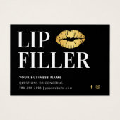 強力なブラック&金ゴールドリップフィラーアフターケアカード (正面)