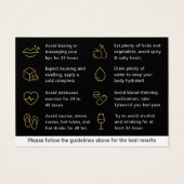 強力なブラック&金ゴールドリップフィラーアフターケアカード (裏面)