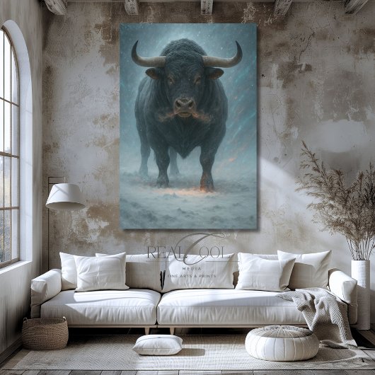 強力なブルインマジカルスノーランドスケープアートプリント ポスター