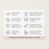 強力なモダンリップ赤面アフターケア指示カード (裏面)