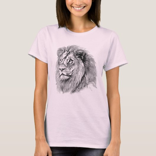 強力なライオンポートレート Tシャツ (正面)