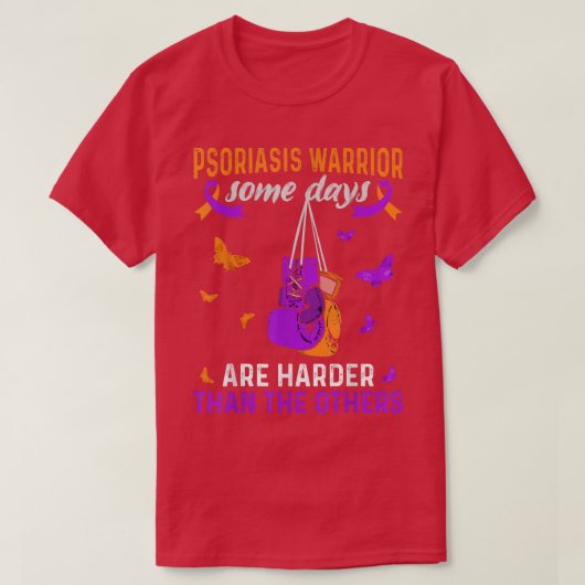 強力な乾癬の戦士リボンサポート乾癬 Tシャツ (デザイン正面)