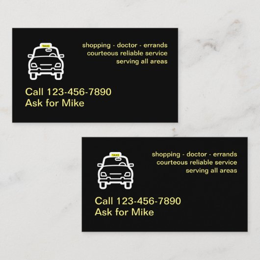 強力な二重側面のシンプルなタクシーサービス 名刺 (正面/裏面)