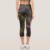 強力な動きカラフル抽象芸術フラクタル カプリレギンス (裏面)