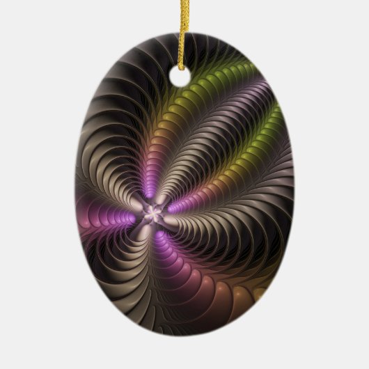 強力な動きカラフル抽象芸術フラクタル セラミックオーナメント (正面)