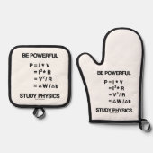 強力な動力方程式勉強物理学 鍋つかみ&鍋敷きセット (正面)