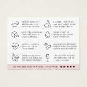 強力な口モダン唇フィラーアフターケアカード (裏面)