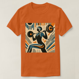強力な女性の重量挙げアールデコ Tシャツ