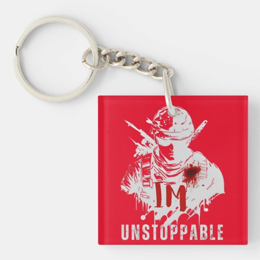 強力な戦士シルエットの止められないエッジスタイル キーホルダー (正面)