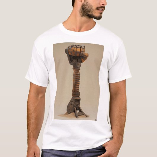 強力な拳ジャックハンマー描写3D Tシャツ (正面)