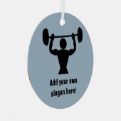 強力な男のパワーリフティングウェイト – スローガンを追加 メタルオーナメント (正面右)