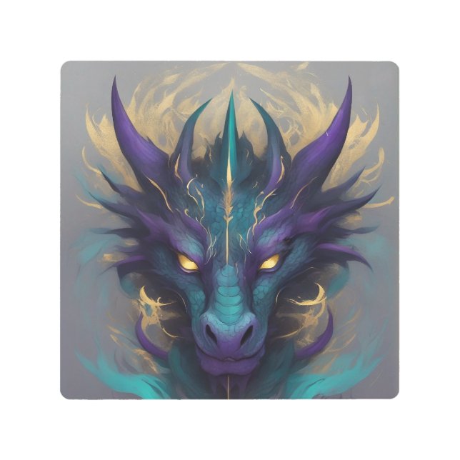 強力な神話のドラゴンヘッド メタルプリント (正面)