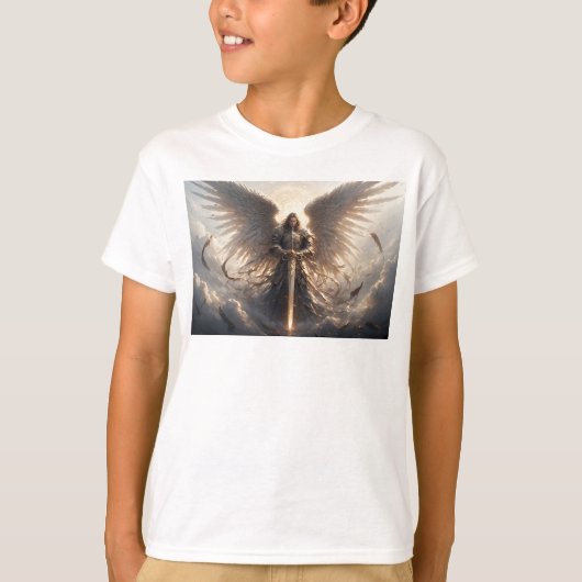 強力な聖ミカエル大天使キッズティーシャツ Tシャツ (正面)