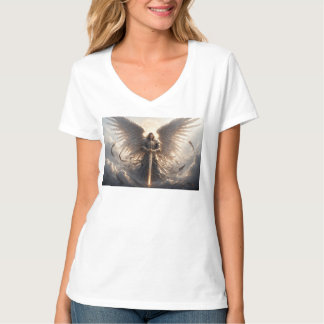 強力な聖ミカエルArchangel女性VネックTee Tシャツ