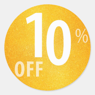 強力な10%オフ販売サイン |オレンジグリッター ラウンドシール