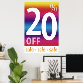 強力な20%オフ販売サイン |カラフル | ポスター (ホームオフィス)
