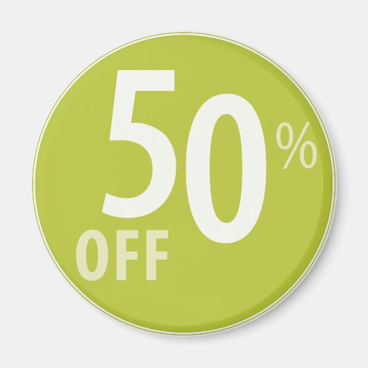 強力な50%オフ販売サイン – 磁石 (正面)