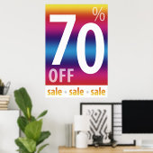 強力な70%オフ販売サイン |カラフル | ポスター (ホームオフィス)