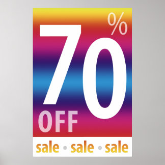 強力な70%オフ販売サイン |カラフル | ポスター