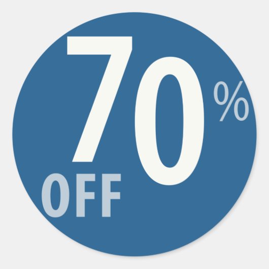 強力な70%オフ販売サイン ラウンドシール (正面)