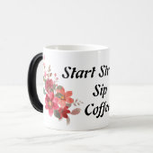強力なSIPコーヒーのトレンディークール引用文の開始 モーフィングマグカップ (正面左)