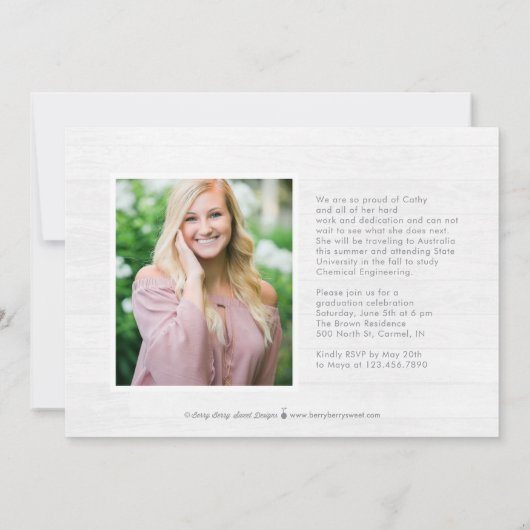 強化された卒業発表招待状 案内状 (裏面)