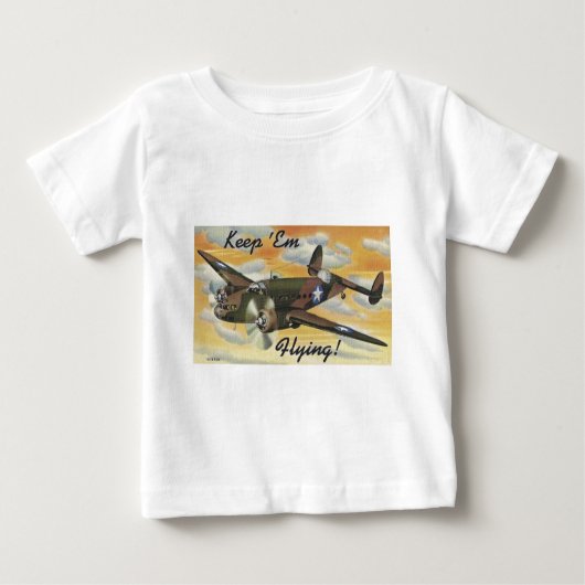 強化されたB-24解放者の第二次世界大戦のヴィンテージ ベビーTシャツ (正面)