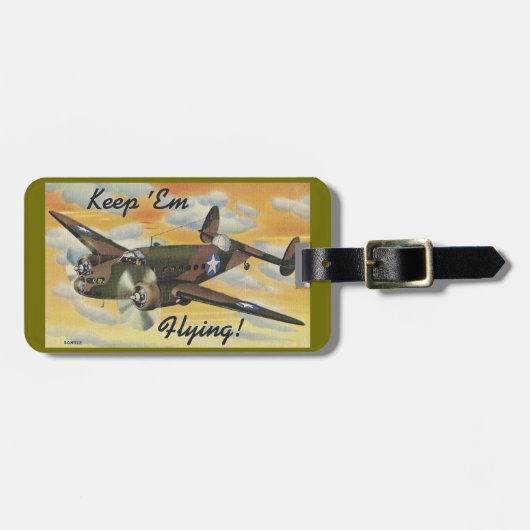 強化されたB-24解放者の第二次世界大戦のヴィンテージ ラゲッジタグ (正面横)
