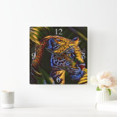 強大なジャガーとジャングルの捕食者 スクエア壁時計 (ホーム)