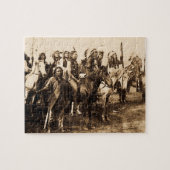 強大なスー族のヴィンテージのネイティブアメリカンの戦士 ジグソーパズル (横)