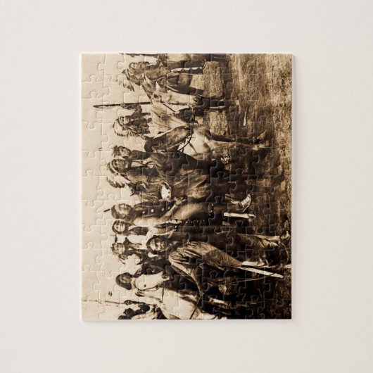 強大なスー族のヴィンテージのネイティブアメリカンの戦士 ジグソーパズル (縦)